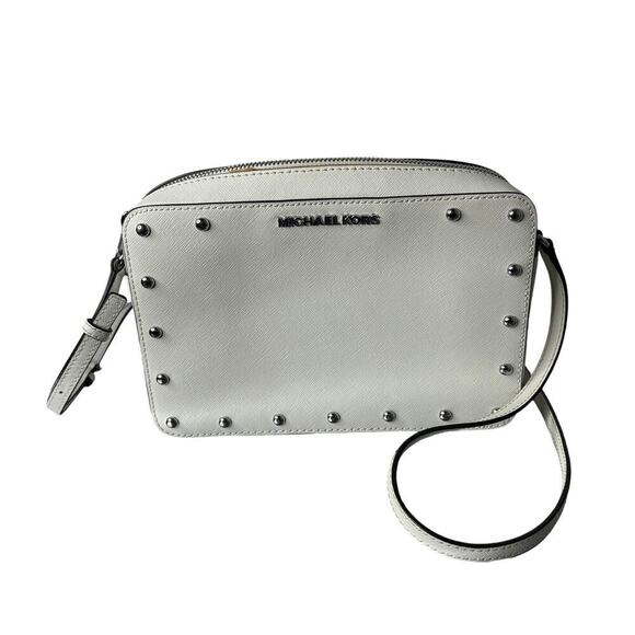 Michael Kors Sandrine Stud Crossbody Bag White - Picture 1 of 3